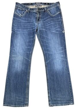 Affliction Cooper Black Premium Series Blue Jeans Men’s 36x32 Straight Leg Cross